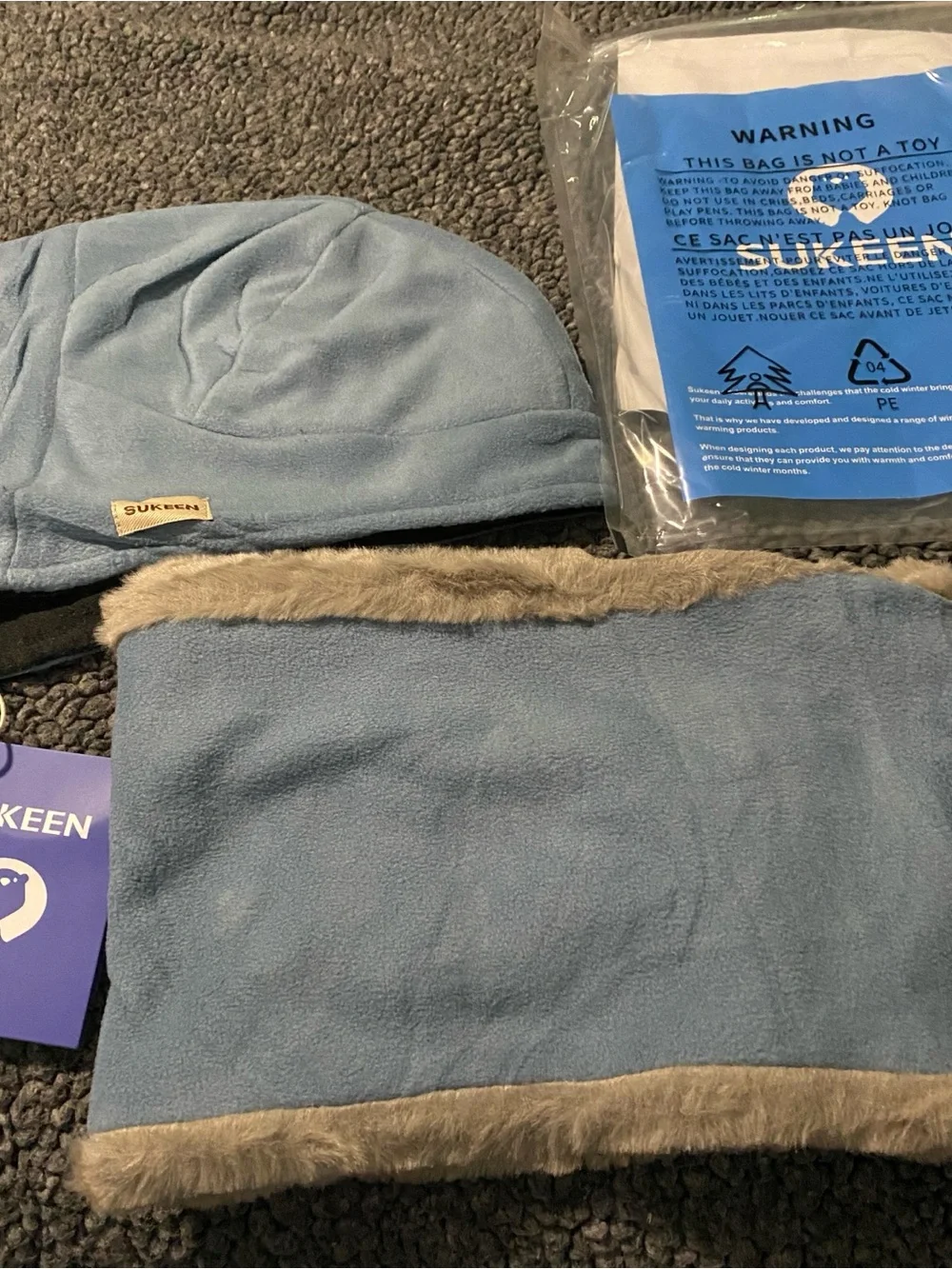 Keen Light Blue Fleece Beanie and Neck Warmer Set